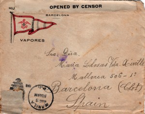 sobre de la carta enviada des de Manila