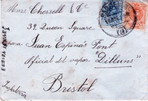 Sobre d'una carta enviada a Joan Espinás de la seva esposa Carme Xivillé